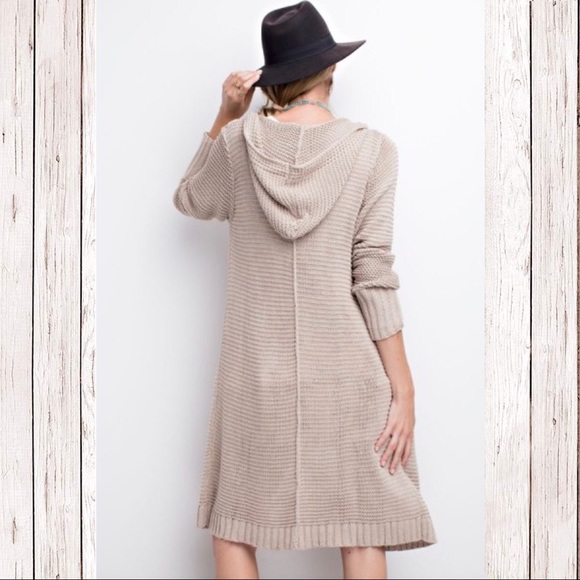 Oatmeal Soft Cozy Hooded Button Down Cardigan! - Picture 3 of 3